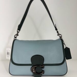 COACH Soft Tabby Shoulder Bag In Colorblock
Blue & Dark Forest Green
